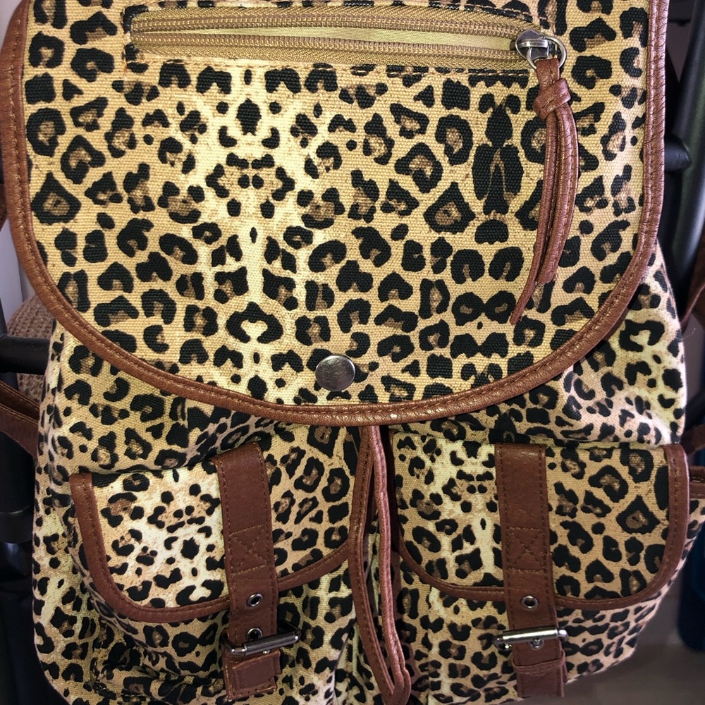 Tan/Black Leopard Print Knapsack